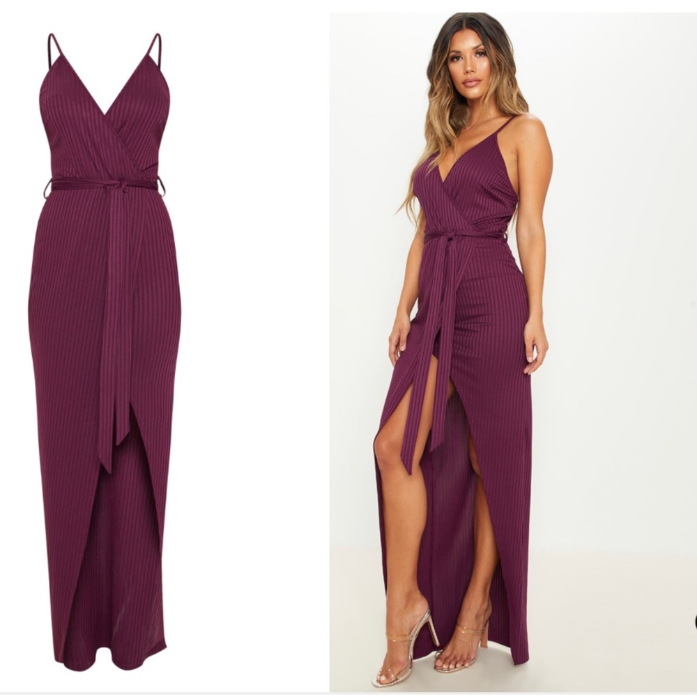 Pretty Little Thing Plum Ribbed Maxi Dress